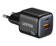 Unitek Ładowarka sieciowa 2-portowa GaN 20W czarna - 1540405 - zdjęcie 1